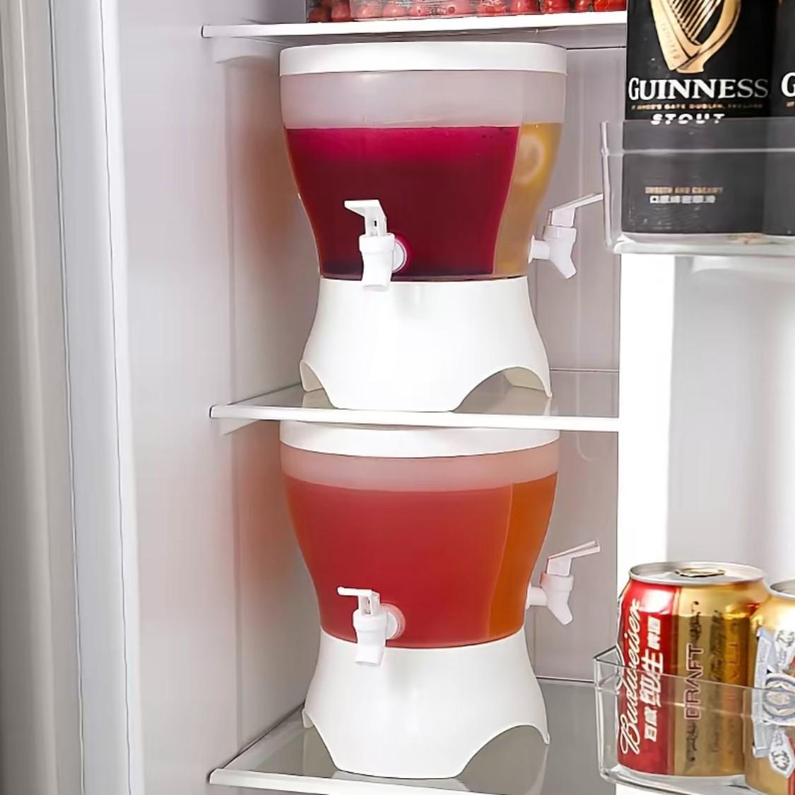 Large Capacity Freestanding Refrigerator Drink Dispenser, Multifunction, Rotating Separated Design Cold Water Beverage Container, Food Grade BPA Free Leak-Proof, Ideal for Parties Home Office Picnic Camping BBQ, Homemade Juice Soda Cold Drinks Daily Use