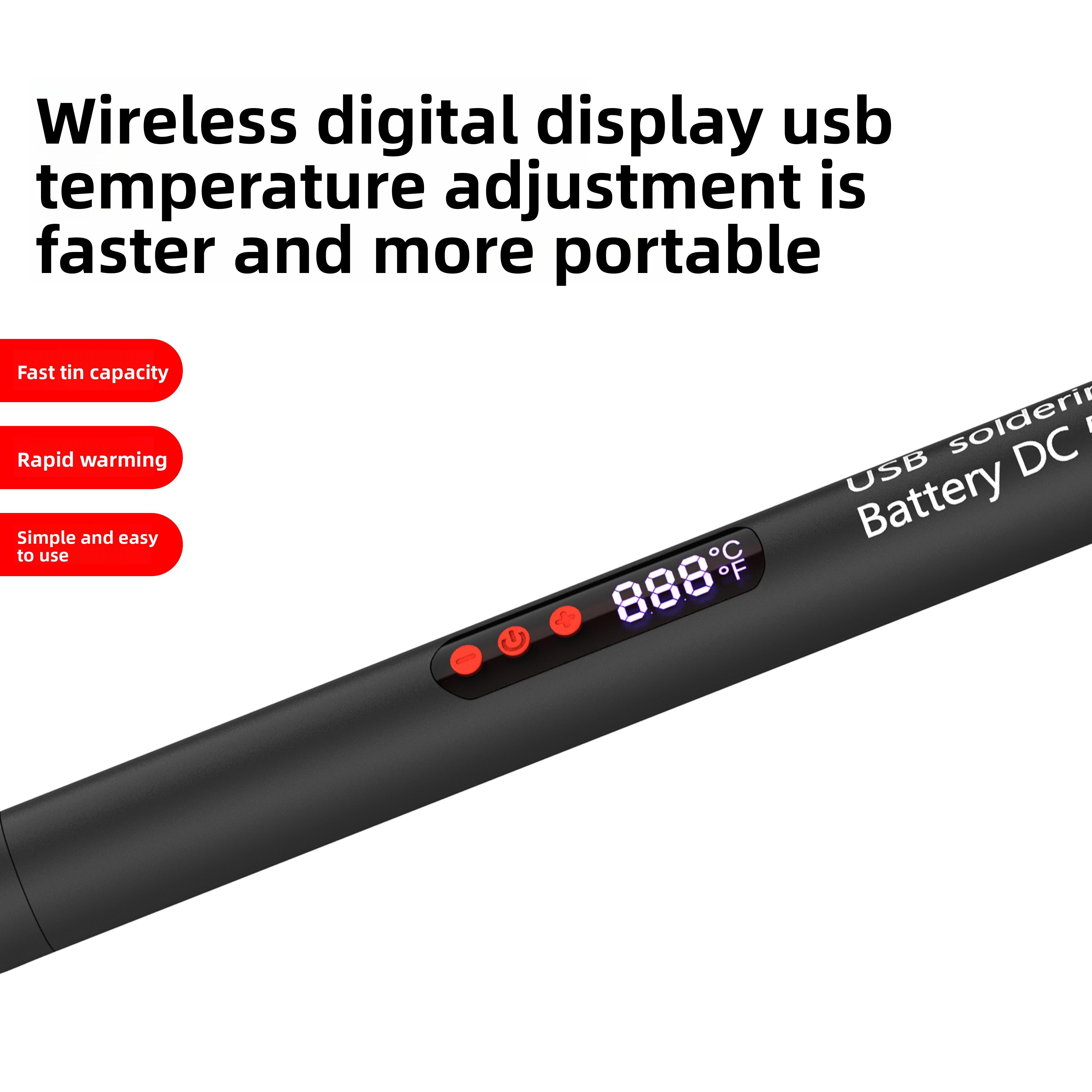 Mini Wireless Soldering Iron Set, USB Rechargeable Portable Cordless Solder Gun, LCD Display Adjustable Temperature, Home Appliance Repair DIY Tool