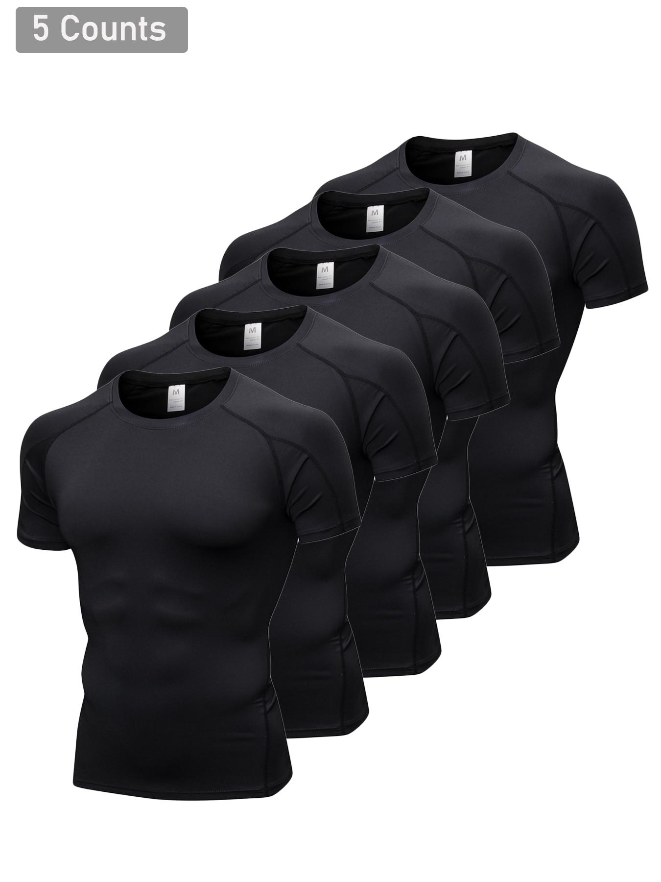 Men's Solid & Camo Print Raglan Sleeve Compression Shapewear Tee, Quick Drying Breathable Compression T-shirt, Men's Shapewear for All Seasons, Gym Tops