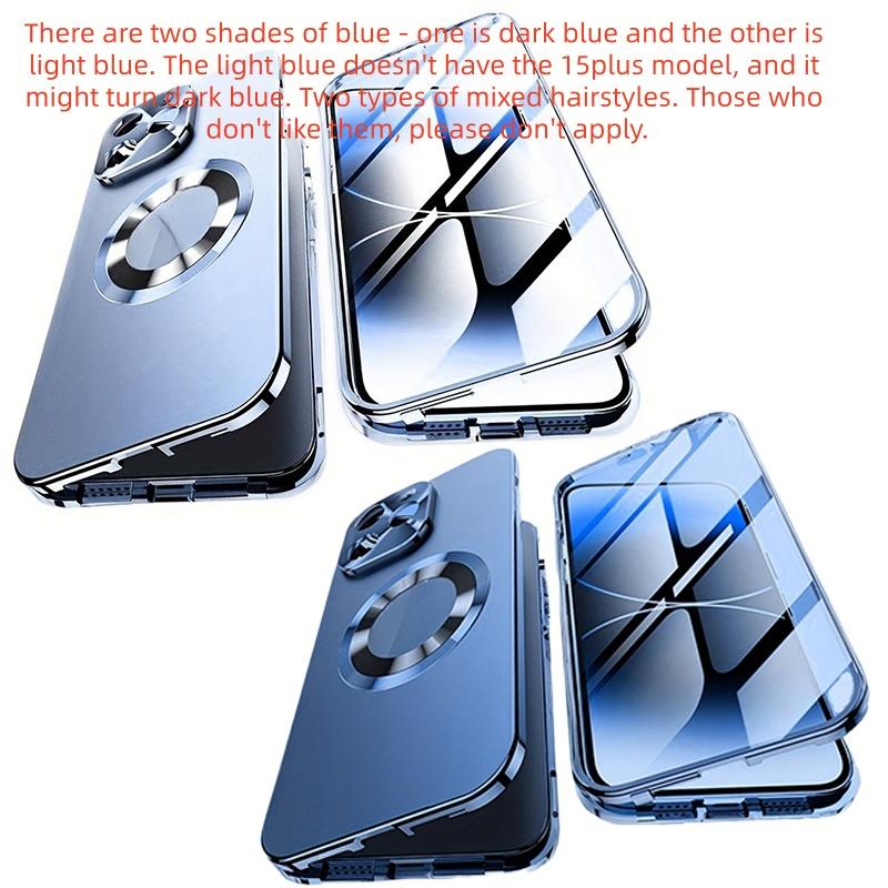 High-Definition Privacy Protection Case, Strong Magnetic Metal Frame, Dual-Sided Transparent Glass, Lens Protector, Compatible with iPhone 17 16 15 14 13 12 Plus Pro Max E Air
