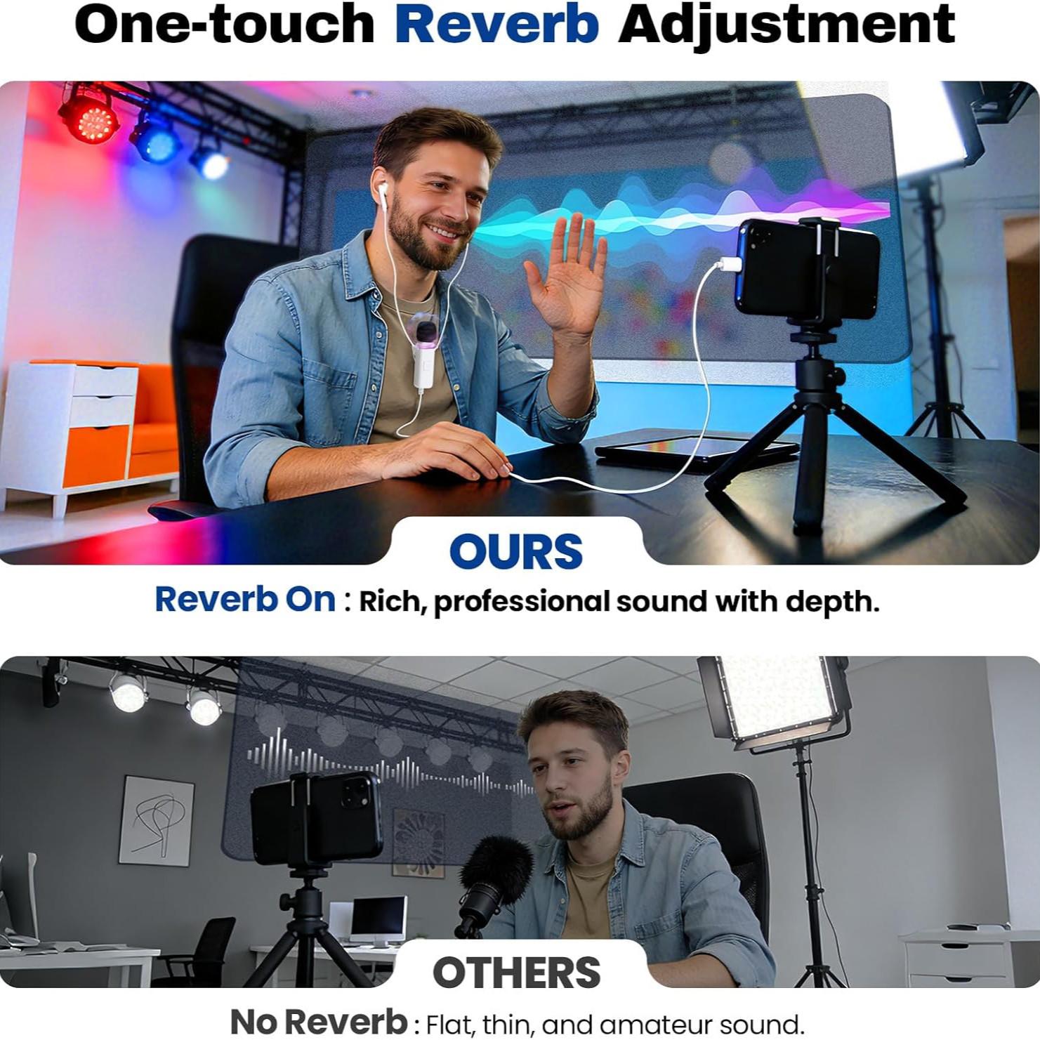 S19 Sound Card Karaoke Headset with Real-Time in-Ear Monitoring & Microphone, 7 Sound Effects Voice Changer, Live Broadcasting Equipment, 2 Modes Live Streaming Sound Card & Wired Earbuds, USB, Smartphone, Audio, Electronic