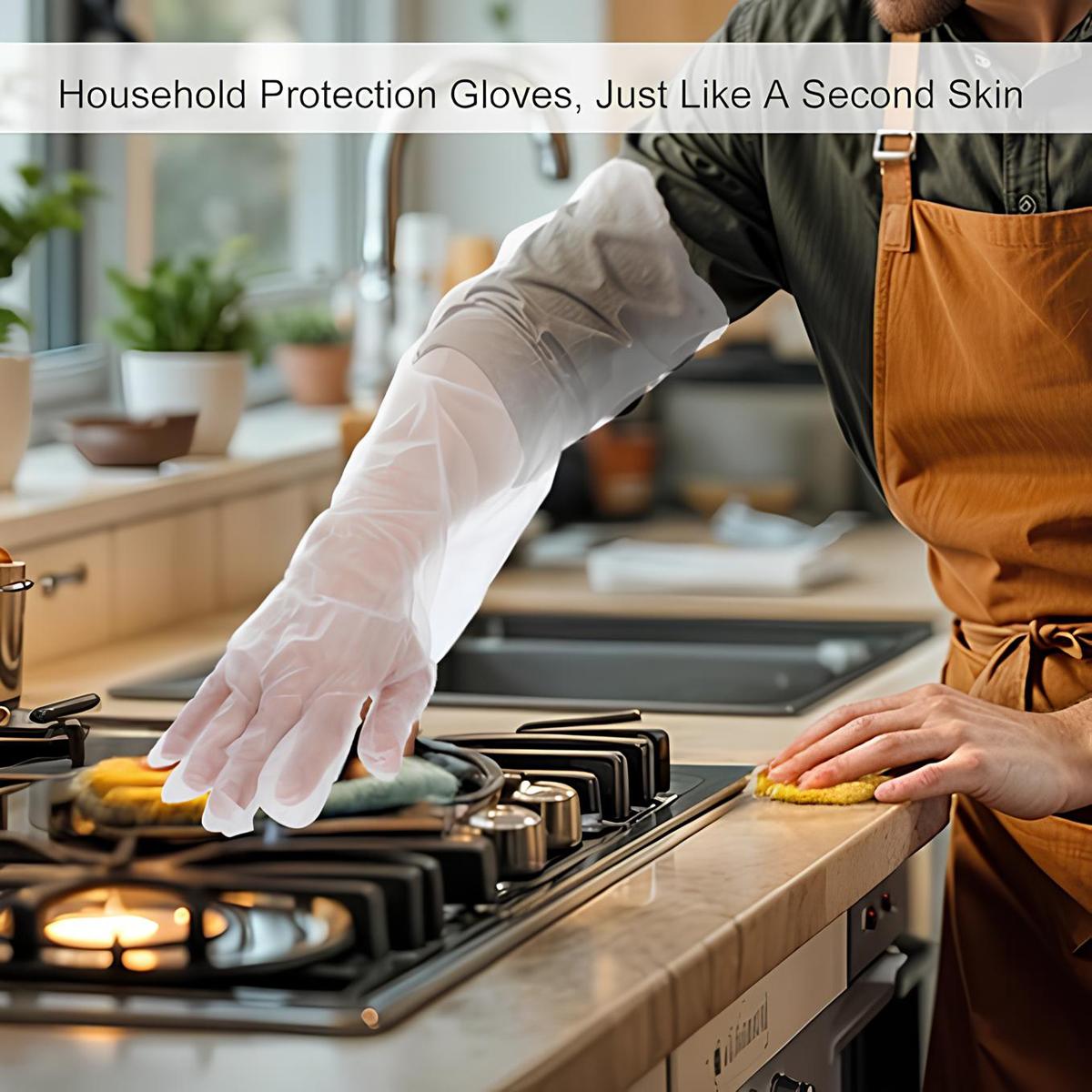 20pcs Disposable Long Arm Gloves with Elastic Cuff 23.6inch Household Cleaning Thick Kitchen Dish washing Gloves Food Handling Vegetable Washing