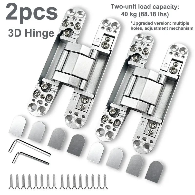 2 PCS heavy-duty 3D concealed door hinges, multi-angle adjustable, 88.18 lbs load capacity, 180° swing capability, office doors, folding doors, swing doors, concealed doors, wardrobes, cabinets, quiet and smooth operation, space-saving |Renovation project