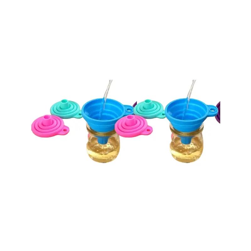 4pcs/8pcs Random Color Silicone Funnels, Foldable Collapsible Funnels, Creative Kitchen Funnels, Foldable Oil Funnel