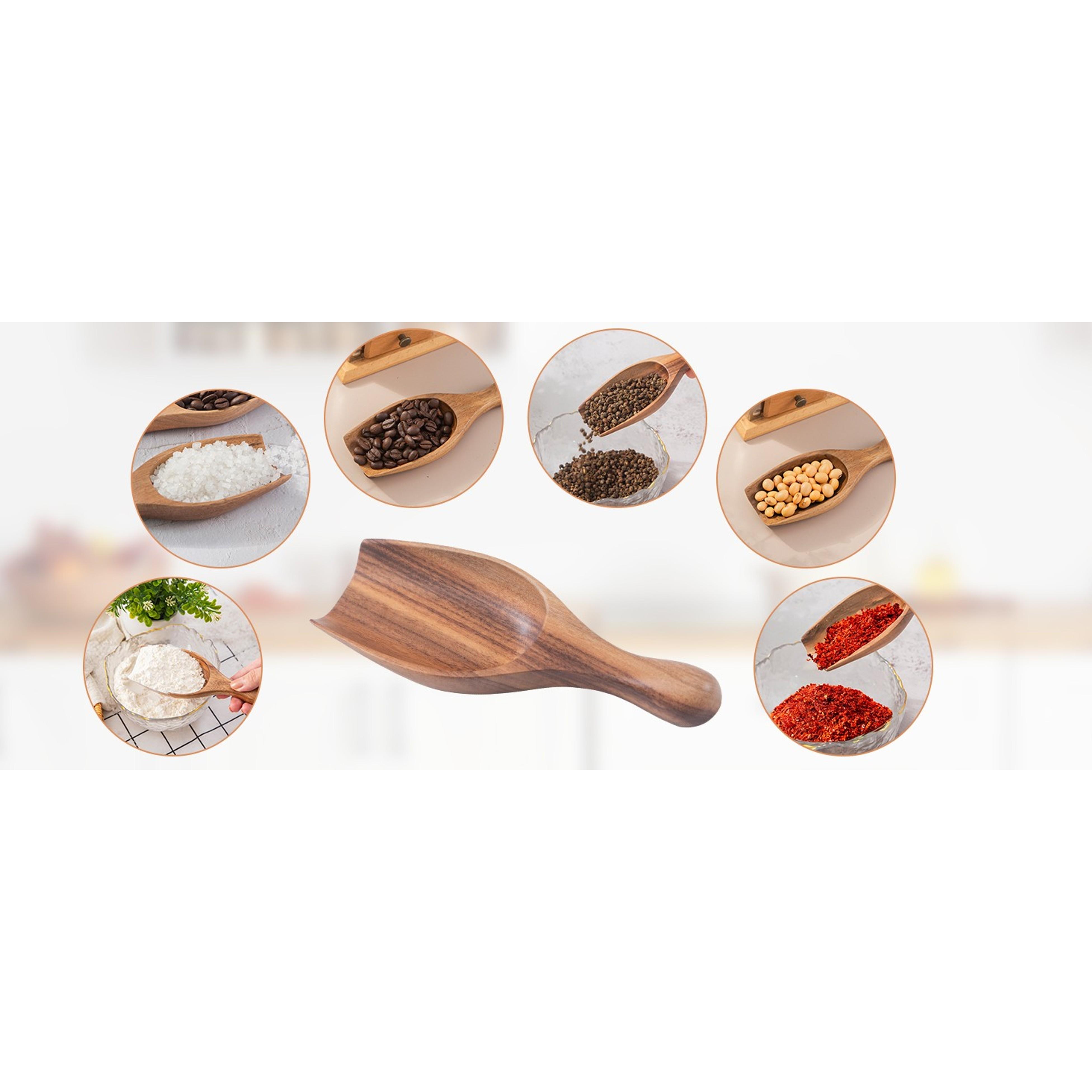 Big Wooden Scoop Shovel, 4PCS Large Coffee Scoops for Ground coffee, Acacia Wood Bean Salt Spoons, Wooden Scoops for Jars Canisters, Kitchen Scoops for Flour Laundry Scoop Multi-purpose