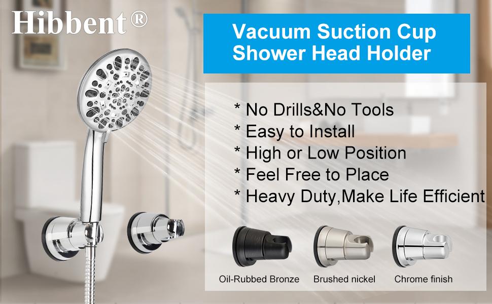 Hibbent Vacuum Suction Cup Shower Head Holder, Removable Shower Head Bracket, Height Adjustable Shower wand Holder & Wall Mount ABS Plastic Suction Holder for Handheld Shower Head Hibbent Vacuum Suction Cup Shower Head Holder, Removable Shower Head Bracket, Height Adjustable Shower wand Holder & Wall Mount ABS Plastic Suction Holder for Handheld Shower Head