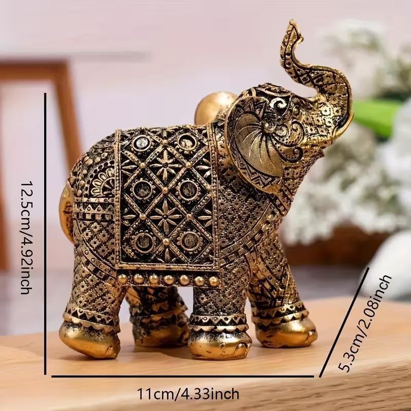 Lucky Wealth Elephant Decoration, Resin Statue Art Craft, Bookshelf Home Living Room Office Cafe Decor, Room Desktop Display Entrance Decor