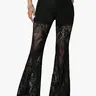 Women's Tight Bodycon Lace Sexy Bell Bottom Pants, Elastic Waist, Floral Pattern, Long/regular Length, Spring & Fall Fashion, Bottoms #GLOBAL PICKS