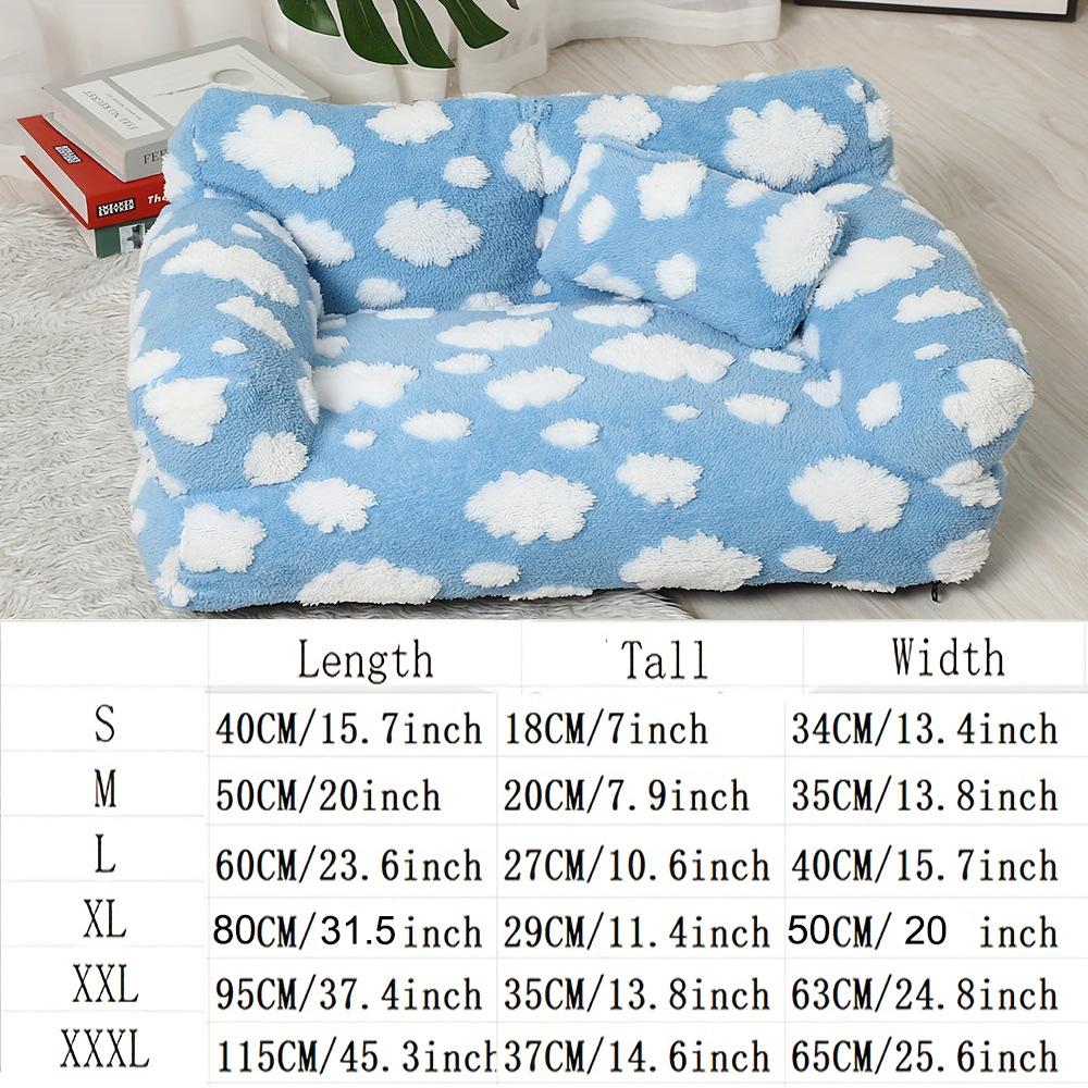 Blue Sky Cloud Pet Sofa Bed, Detachable Washable,, Warm Cat Dog House for Autumn Winter, Comfortable Sleeping Space, Shaped Beds