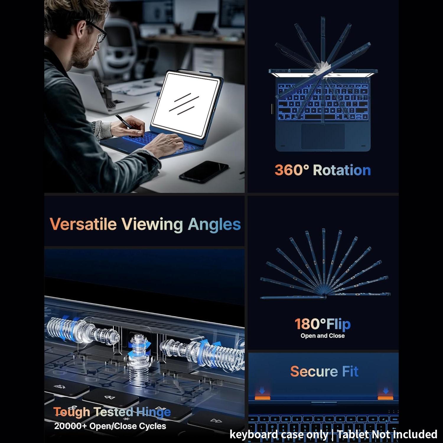 [Only Keyboard Case, Tablet Not Included]Keyboard Case for iPad Air 13 inch(M3/M2)&iPad Pro 13(M5/M4),iPad Pro 12.9(6th/5th /4th/3rd Gen) Case with Keyboard,360° Rotatable,Toupad,Backlits,Pencil Charging