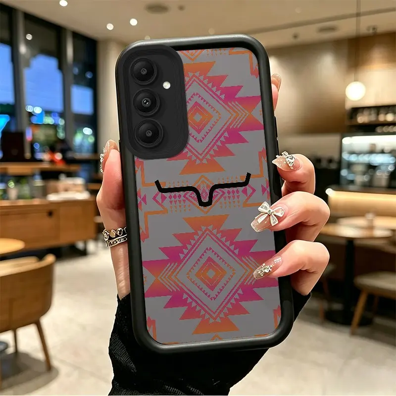 Phone case for Samsung GALAXY S24 S24FE S24PLUS S25 S25PLUS S26 S26PLUS Gradient Aztec Pattern & Bull Horn Motif Celestial Eye Layered Phone Case Full cover protection TPU Shockproof Enhanced Peotection boboiptyjtNQE5