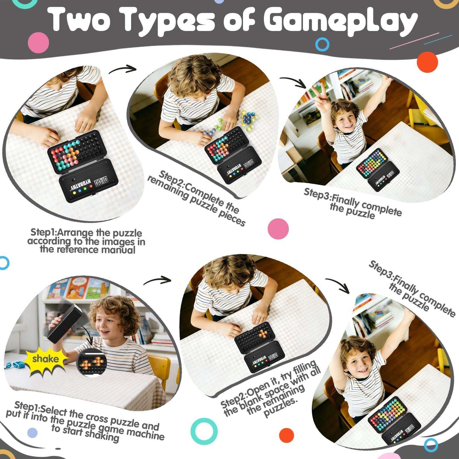 Stem Intelligence Challenge Puzzle 500 Pieces with Timer, Portable Logic Training Toy for Kids Teens Adults, Montessori Puzzles Gift, Travel Brain Game Requires 2xaa Batteries