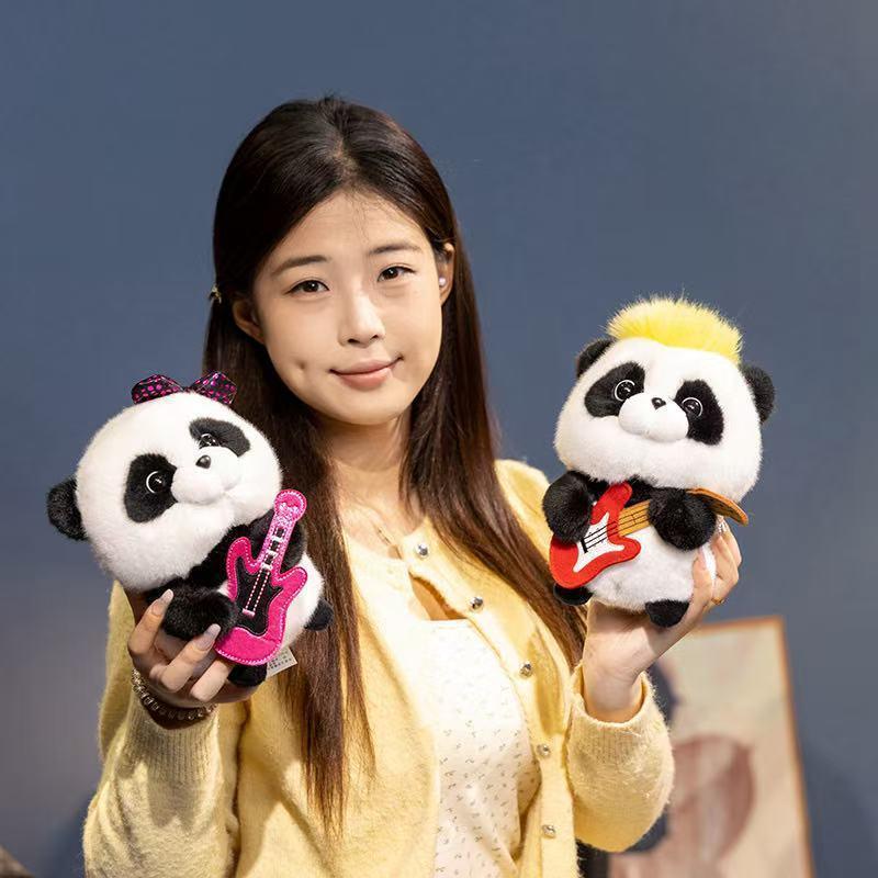 18cm New Simulated Music Panda Doll Stuffed Plush Toy Pillow Handmade Cartoon Anime Suitable Children's Birthday Gift Fun Doll