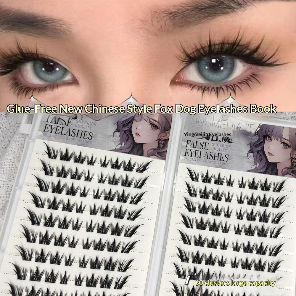 Large Capacity Self-Adhesive  Glueless False Eyelashes Fluffy Winged Fox Eye Natural Volume Lashes Reusable Easy Removal 11-13mm