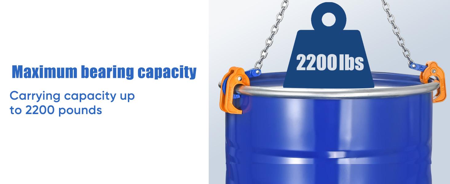 Chain Drum Lifter 2000lbs/1T Oil Barrel Clamp Material Transport Tool with G80 Lifting Chain Drum Lifter Chain for 55 Gallon Drums equipment mechanic Chain Drum Lifter 2000lbs/1T Oil Barrel Clamp Material Transport Tool with G80 Lifting Chain Drum Lifter Chain for 55 Gallon Drums equipment mechanic