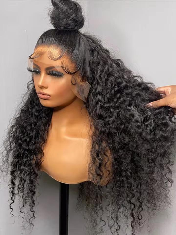 Bling Hair 180% Density 32 34Inch Deep Wave 13x6 Drawstring Glueless Wigs Human Hair For Black Women Brazilian HD Transparent 13x4 Wet And Wavy Curly Wave Lace Wig