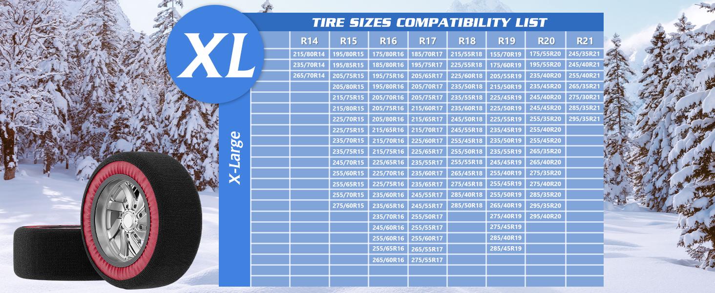 Automotive Snow Socks for Tires - Great Alternative to Tire Chains for Cars, Thickened Polyester Fiber for Maximum Tire Traction & Grip, Fits Car, SUV, Pickup and Truck (Set of 2)