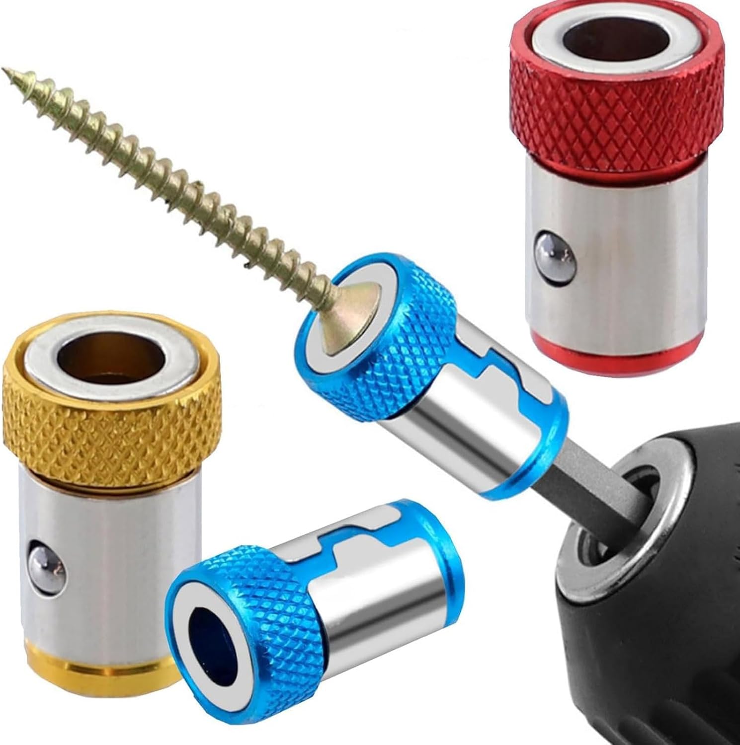 6PCS Screwdriver Head Magnetic Ring, UniversalMagnetizer for Drill,Universal 1/4 inch 6.35mm RemovableMagnetizer Ring Magnetic Driver Hex Electric Screwdriver BitStrong Magnetizer-14