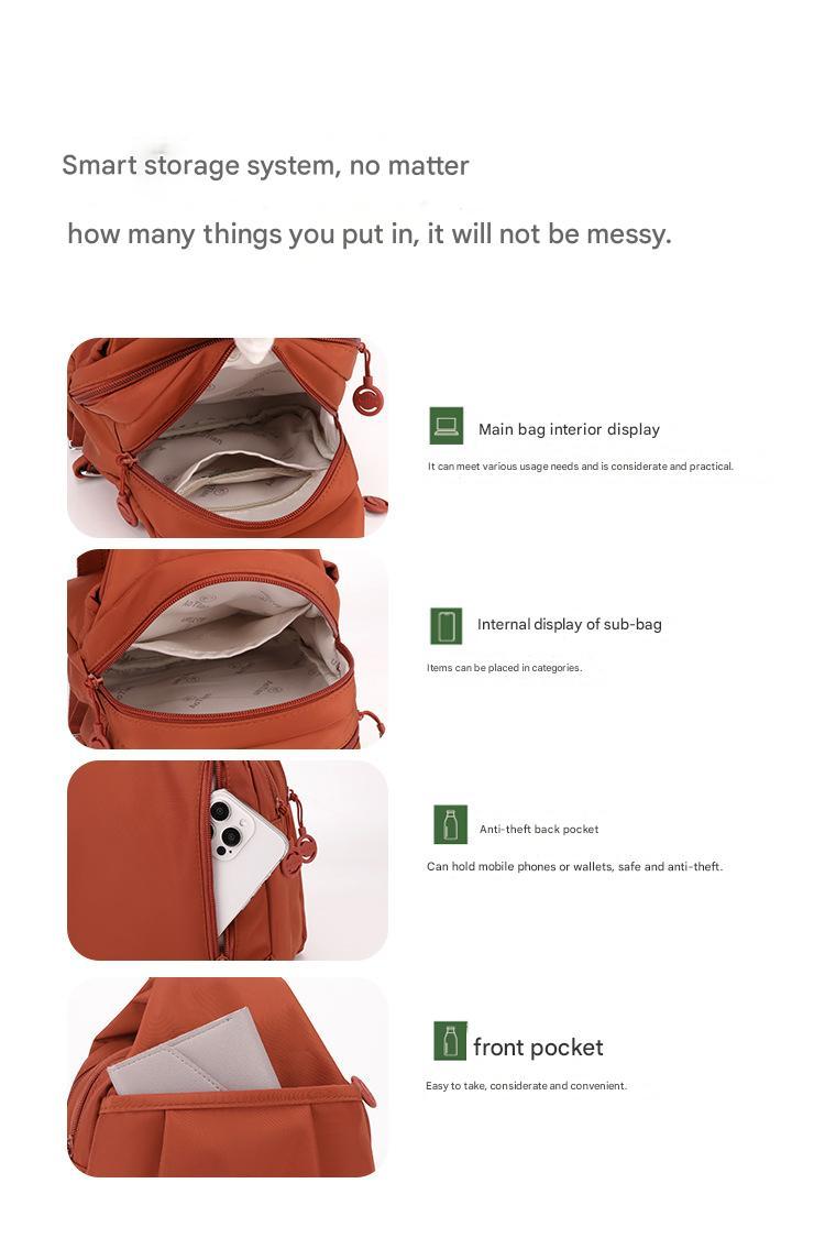 Velora Fashion Oxford Cloth Casual Backpack Messenger Bag Chest Bag with Side Pouch Adjustable Strap Zipper Pocket Inner Patch Pocket 30x21x14cm