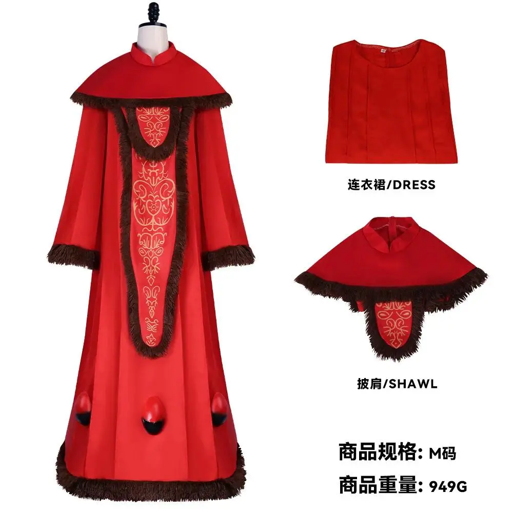 Padme Cosplay Amidala Space Battle Fantasy Costume Adult Women Red Robe Dress Cape Outfits Halloween Carnival Party Suit