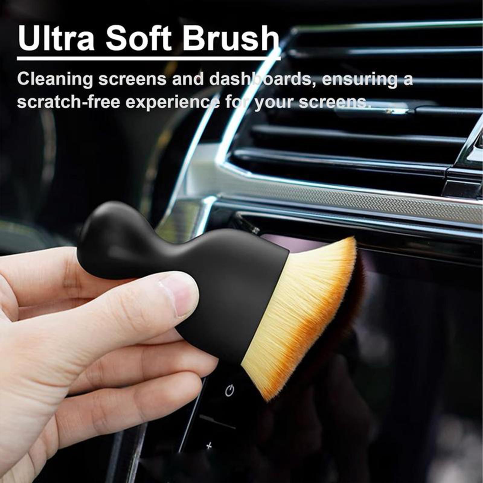 4-Counts Car Interior Cleaning Brush,Soft Professional Portable Brush for Car Interior Cleaning & Dust Removal,Cleaning Supplies,Car Detailing Products,Car Valeting Kit,Automotive,MirrorZone.
