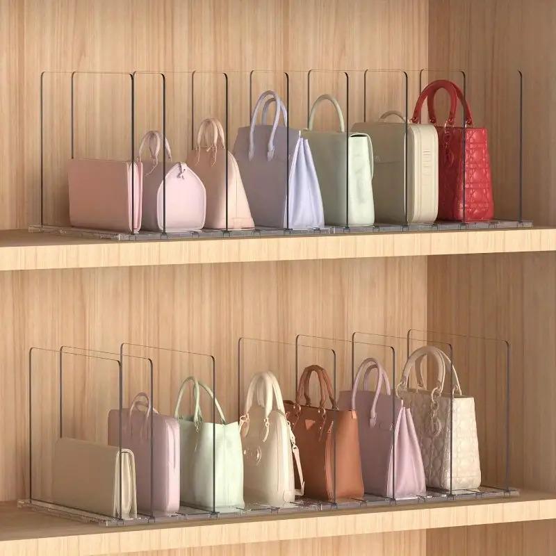 8-layer adjustable transparent partition storage box, multi-functional storage box specially for handbags in wardrobes, household bookshelf layered organizer