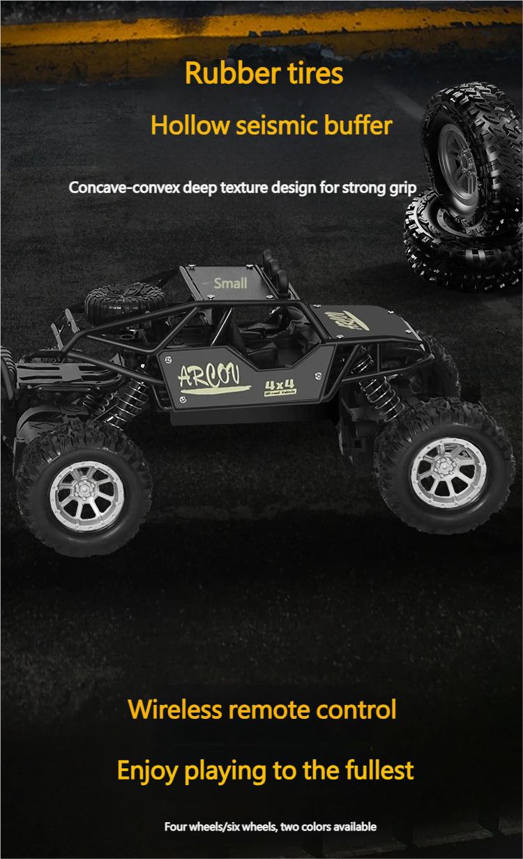 RC Off Road Car Alloy Body Remote Control Monster Truck With Elastic Shock Absorbers Rubber Tires All Terrain Waterproof RC Crawler For Sand Grass And Mountain Roads