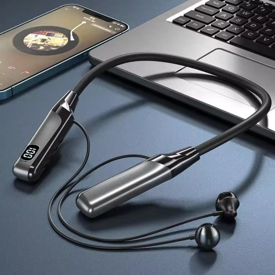Wireless Neckband Headphones with LED Display, Long Battery Life, Bluetooth-compatible Stereo Bass, Sports & Outdoor Use, Noise Cancelling Mic