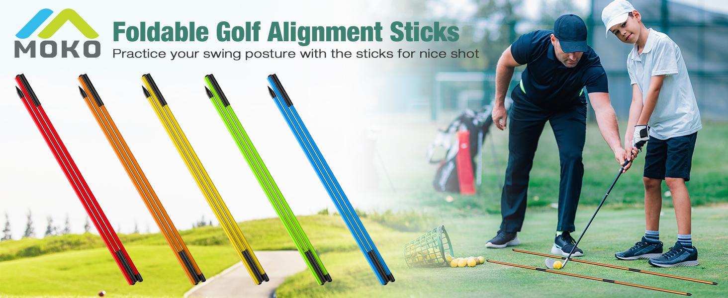 MoKo Golf Alignment Stick, 2-Pack 48" Collapsible Golf Training Aid for Aiming, Putting, Posture Correction - Lightweight Fiberglass Sticks with Clear Tube Case MoKo Golf Alignment Stick, 2-Pack 48" Collapsible Golf Training Aid for Aiming, Putting, Posture Correction - Lightweight Fiberglass Sticks with Clear Tube Case