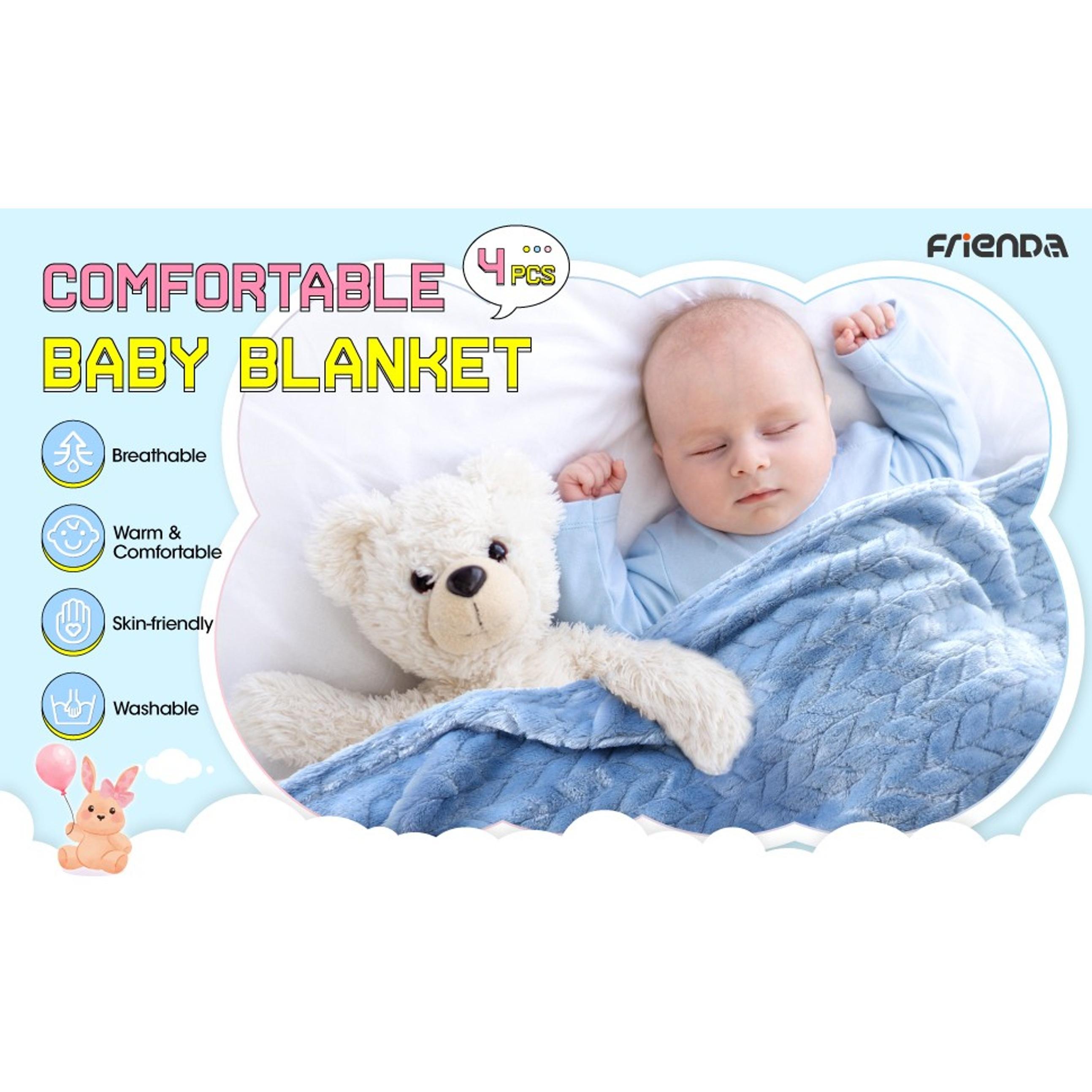 4 Pcs Baby Fuzzy Blanket Fluffy Baby Blanket for Boys Girls Soft Warm Infant Newborn Toddler Receiving Nursery Bed Supplies, 32 x 24 Inch(Pink Color)
