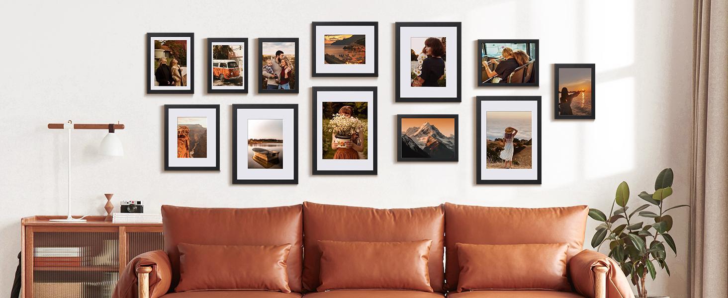 5-Pack Rectangular Black 4x6 Picture Frames, Wall or Tabletop Display, Holds 3.5x5 Photos with Mat or 4x6 Without, Modern Classic Home Decor Gallery Wall Set