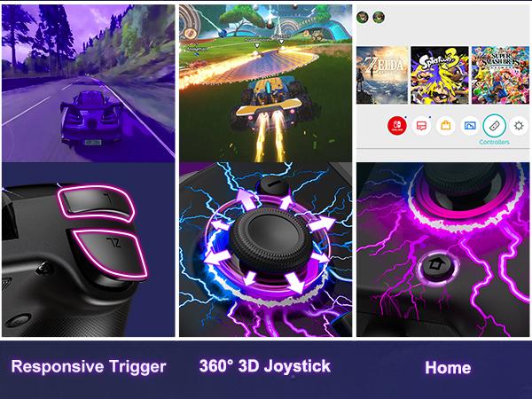 Wireless Hall Effect Joystick Switch Controllers, One-Piece Joypad Controller Replacement for Switch Controller/OLED, Switch Pro Controller with RGB/Programmable/Dual Vibration/TURBO/Wakeup Switch Accessories Console