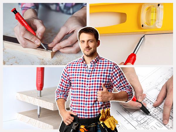 Nicpro 60 Piece Carpenter Pencil Lead Refills 2.8mm, Lead for Carpenter Mechanical Pencil, Break Resistant 2.8 mm Lead for Construction Pencil, Woodworking Pencil (Black, Red, Yellow, Green, Blue,White)