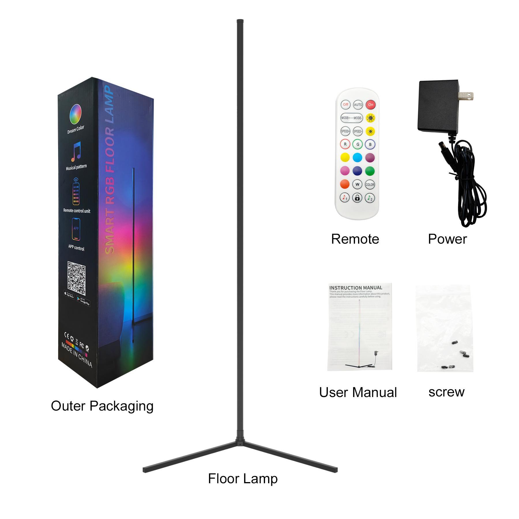RGB Corner Floor Lamp 16 Million Color Music Sync Changing LED Corner Lamp with Remote & APP Control Smart Modern Floor Lamp RGB Corner Floor Lamp 16 Million Color Music Sync Changing LED Corner Lamp with Remote & APP Control Smart Modern Floor Lamp