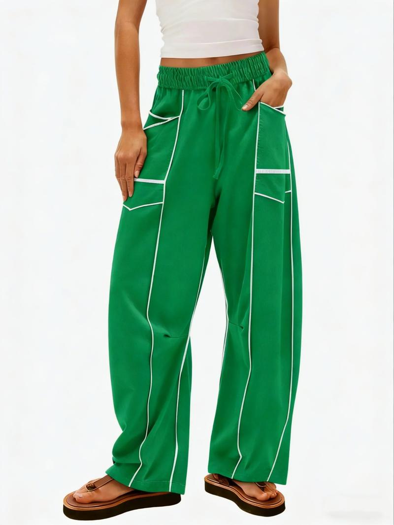 Women's Style Loose Wide Leg Casual Sports Drawstring High Waist Long Pants, Comfortable and Stylish Women's Clothing