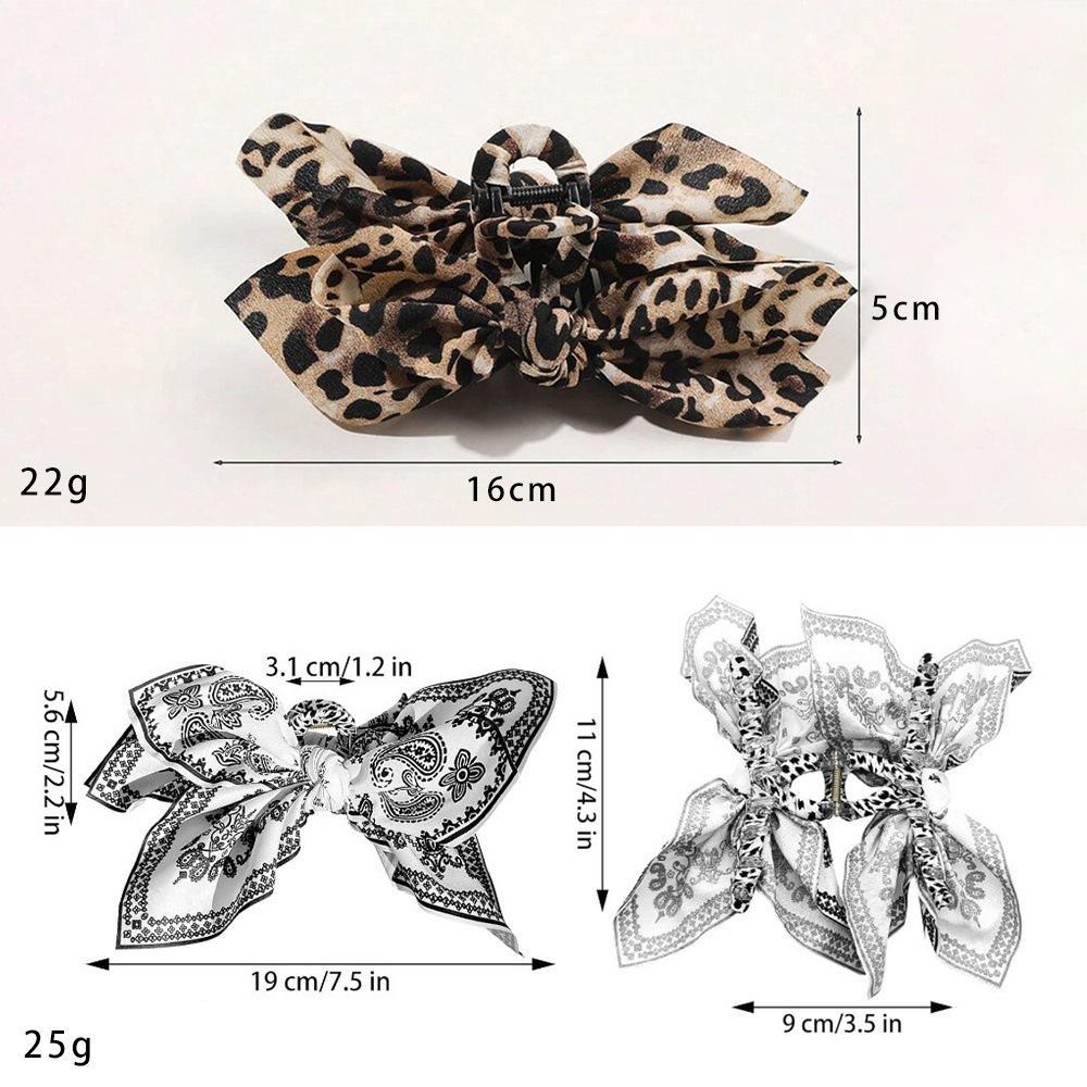 Women's Oversized Bow Hair Claw Clip For Women, Paisley And Leopard Printed Fabric Bow, Strong‑Grip Non‑Slip Hair Accessory For Thick Hair, Lightweight Durable Design For Half‑Up Styles, Daily Office Party And Travel Occasions