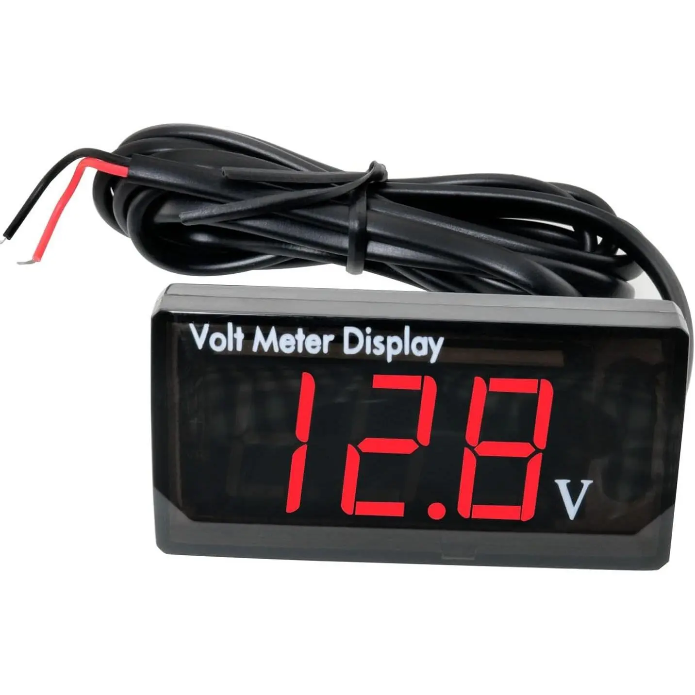 Waterproof LED Voltmeter - Red 12V Car Voltmeter with Digital Display for Car & Motorcycle