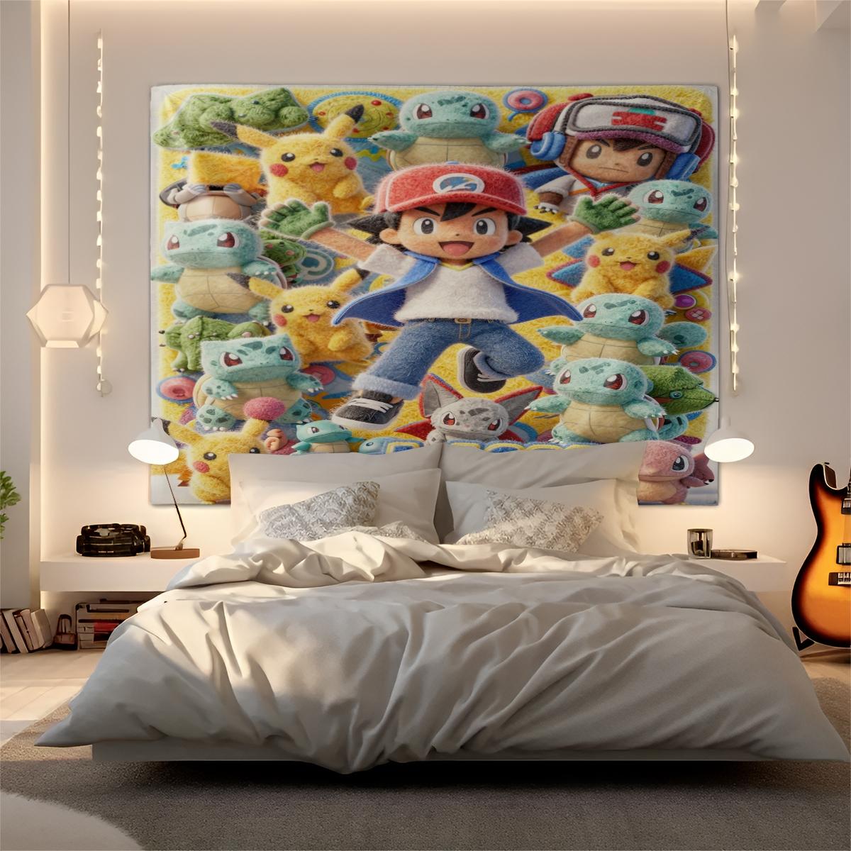 Pokémon Pattern Tapestry, Stylish Room Flag, Unique Wall Art For Living Room And Bedroom, Soft And Durable For Kids And Adults Daily Holiday Birthday Gift Bedroom Decoration