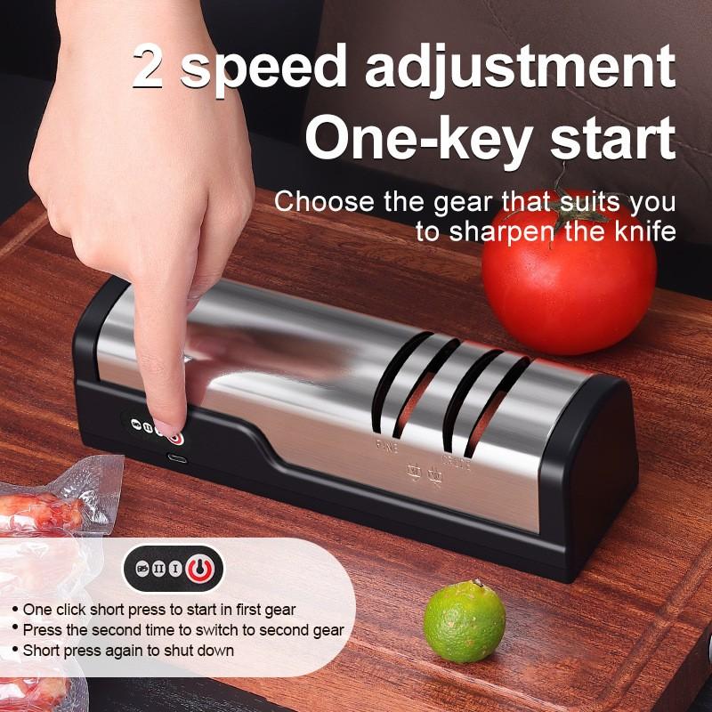 Electric Knife Sharpener High Precision Multi-Function Home Use, Automatic Kitchen Knife Scissors Grinder, USB Rechargeable Sharpening Machine