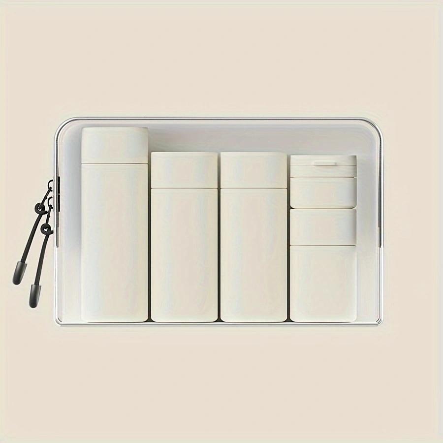 6-Piece Travel Makeup Cosmetic Dispenser Bottle Set, Portable Compact Cream & Shampoo Containers, Includes PU Bag, Sizes 100ML-15ML, Ideal for Travel Essentials