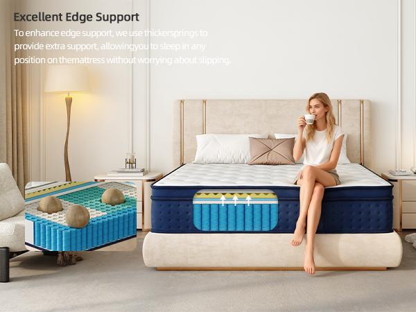 【MemorVes】 12/14 Inch Twin Full Queen King , Hybrid Memory Foam Mattress in a Box | Pocket Spring + Zoned Support | Soft and Comfortable, Pressure Relief, Medium Firmness, CertiPUR-US Certified(mattresses | queen size mattress | full size mattress)