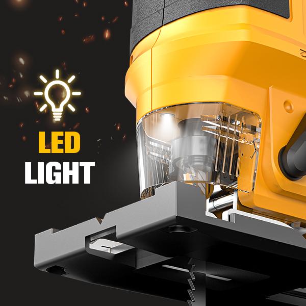 Cordless Jigsaw Compatible with Dewalt 20v Battery(NO Battery!!), Jig Saw Tool Brushless,2900RPM,0°-45°Bevel,3 Orbital Action,LED Light for Straight/Curve Cutting