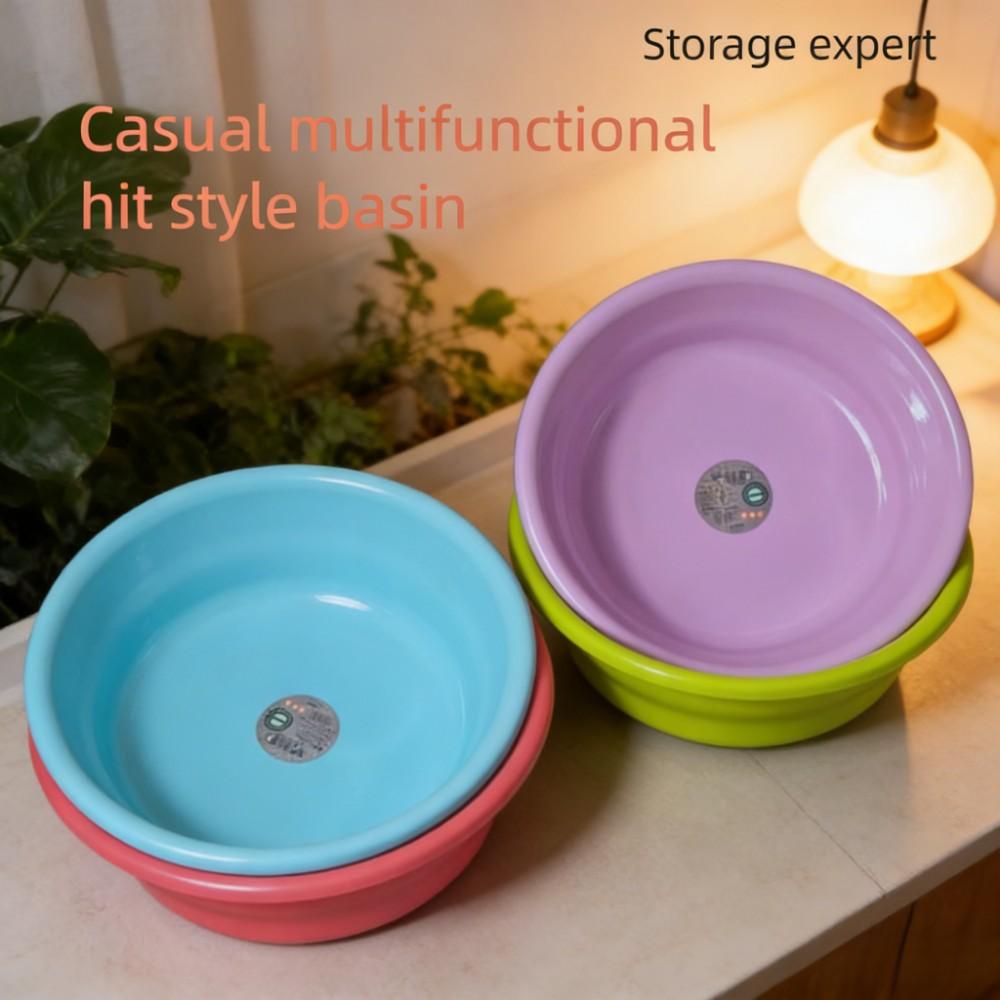 1PC  Durable Stackable Plastic Wash Basin, Portable Foot Bath Bucket, Student Dormitory Outdoor Home Laundry Storage Bowl, Multi-Functional