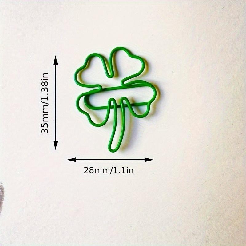 20pcs Green Four-Leaf Clover Paper Clips - Creative Metal Binder Clips, Stylish Office Supplies for Organizing Documents, Lucky Charm Design