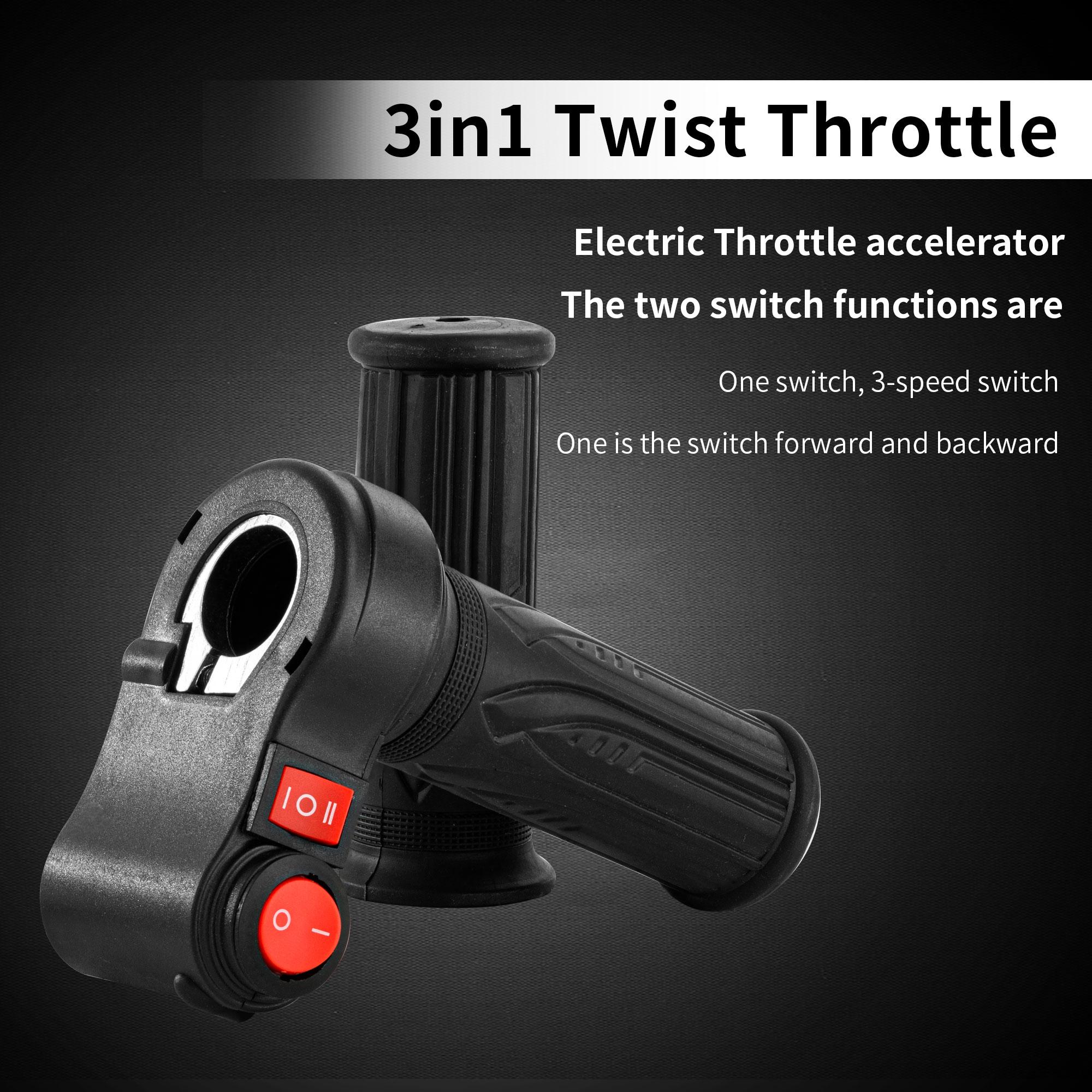 Universal Electric Throttle 12-72V Three Speed Throttle with Reverse Electric Twist Throttle with Forward and Reverse Accelerator for Electric Motorcycle Throttle