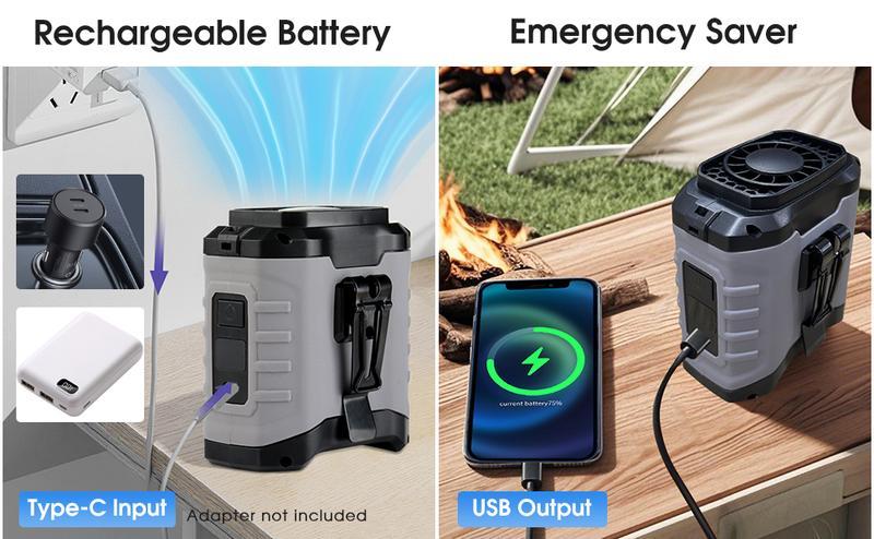 Summer 10000mah Portable Smart Waist Fan,Premium Neck Fan,Lightweight Hands-Free Cooling Fan,Super Long Standby Built-In Flashlight Rechargeable Battery Powered Fan,Wearable Body Belt Fan,Fan For Work,Hiking, Fishing,Night Fishing,Camping,Mother'S Day