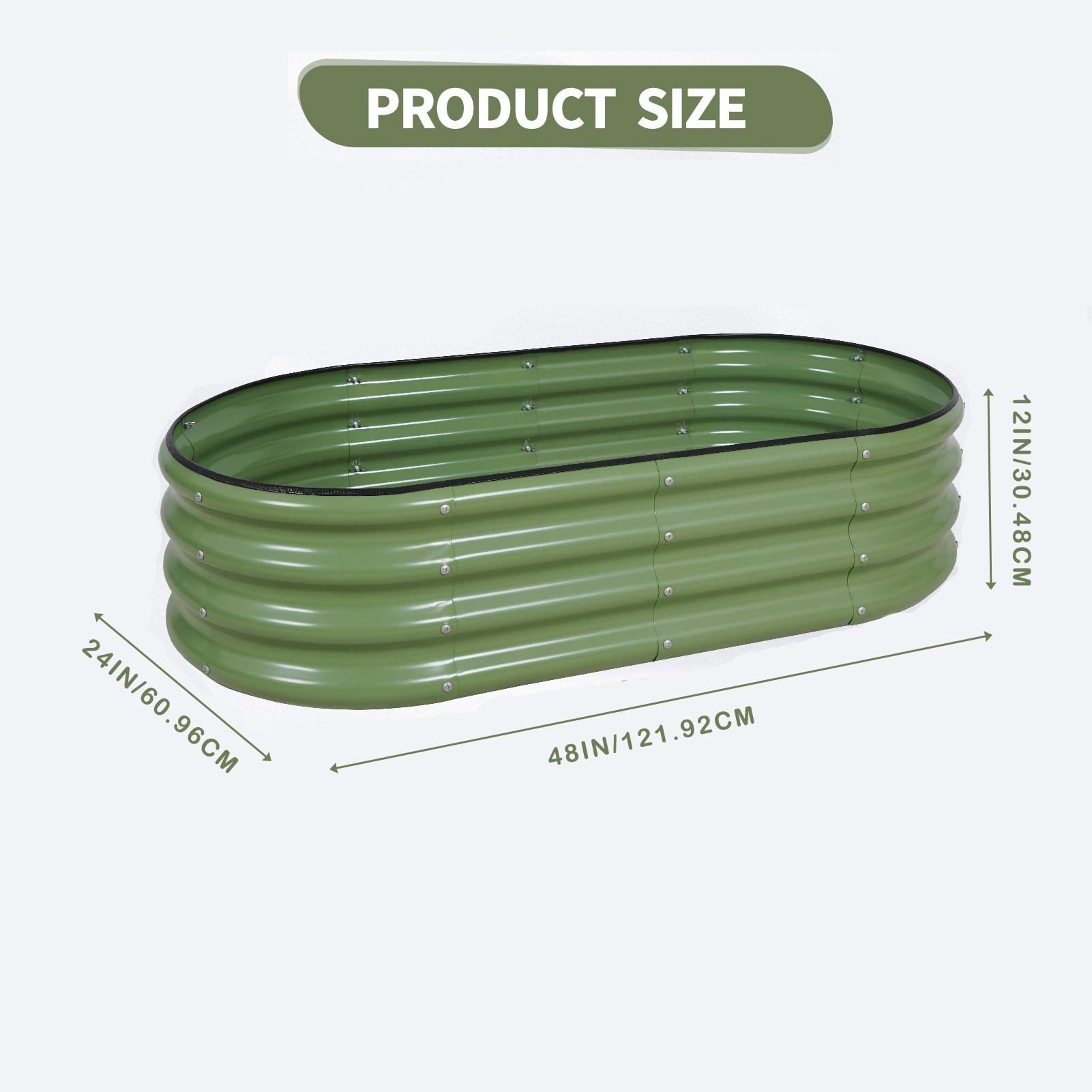 1pc Oval Metal Raised Garden Bed 4x2x1ft Steel Planter Box Kit for Vegetables Flowers Herbs Easy Tool Free Assembly Rust Resistant Deep Root Design
