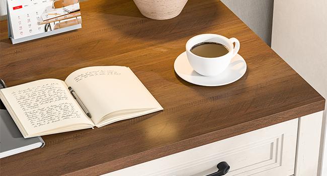 Vabches Farmhouse Executive Desk with Storage and Ample File Drawer, Rustic Large Home Writing Desk for Bedroom, White