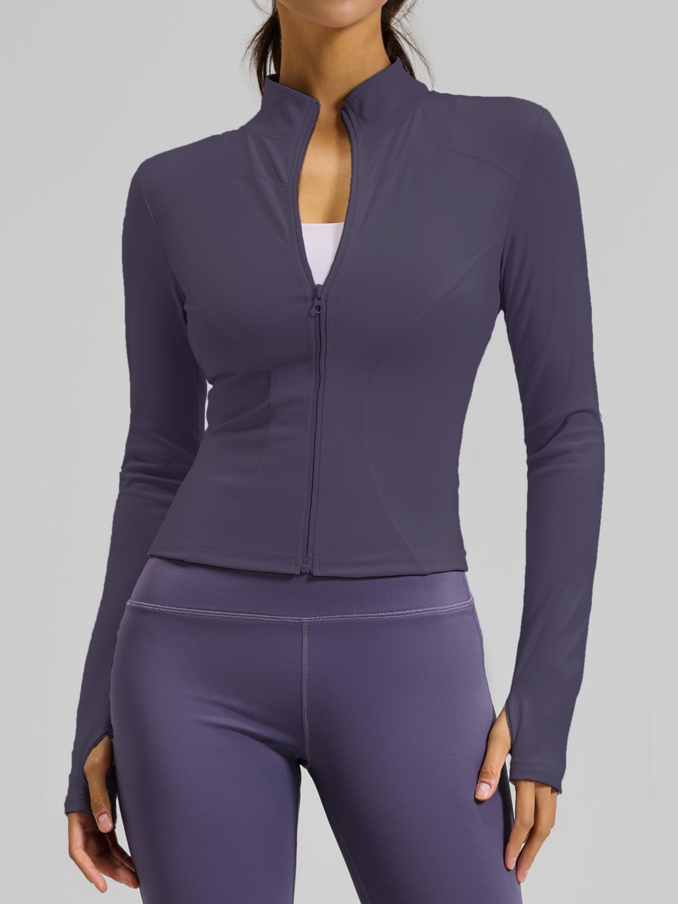 Women's Long Sleeve Yoga Jacket Set, Sports Outerwear, High Neck Zipper Closure, Quick-Dry Fitness Top, Tight-Fitting Sports Wear, Athletic Sports Clothing, 3 Piece Pack
