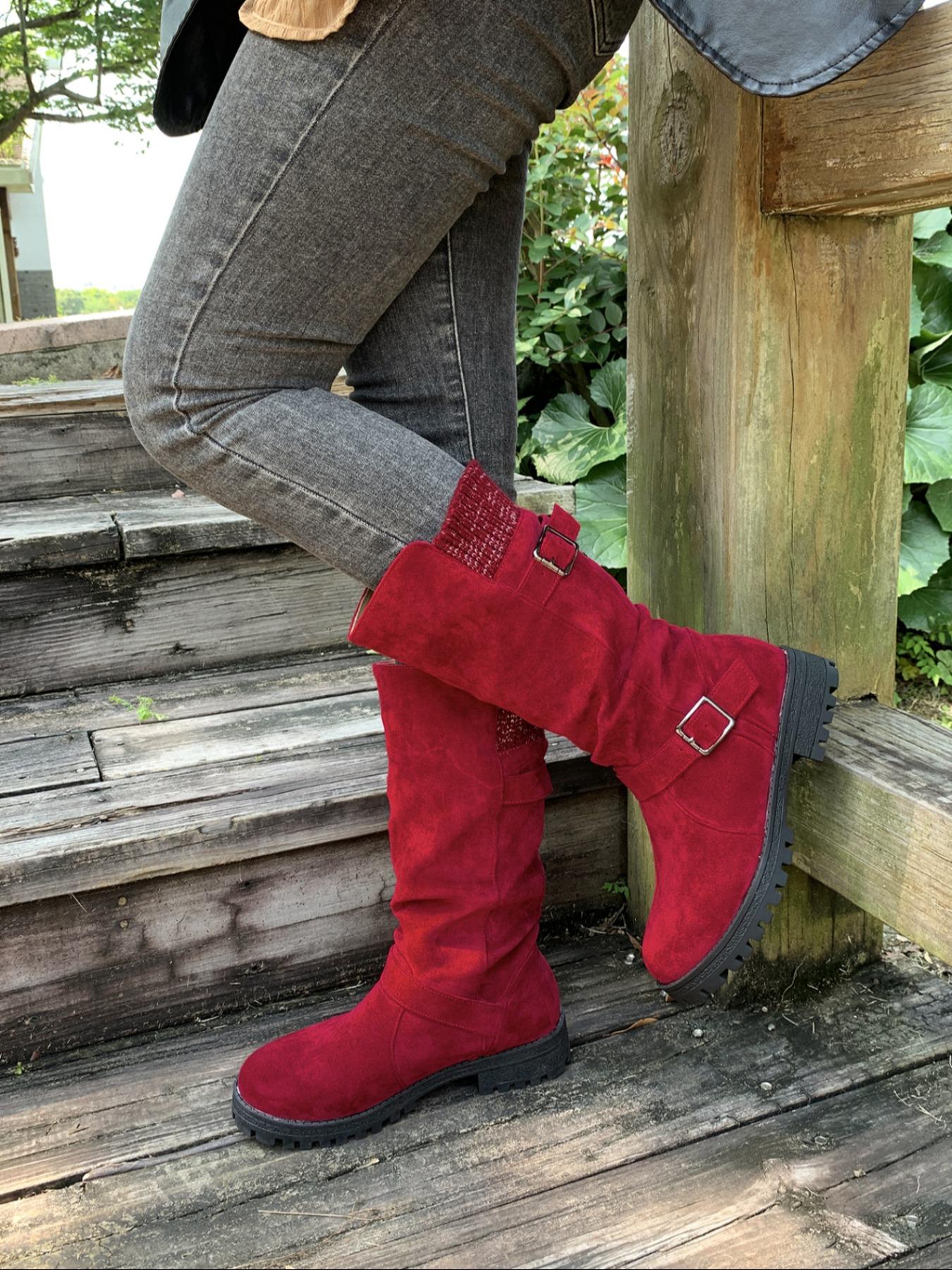 Comfortable mid calf suede women's boots for autumn and winter, Round Toe Boot, with a retro flat design that is comfortable and versatile, perfectly fitting the legs, and suitable for autumn and winter fashion boots